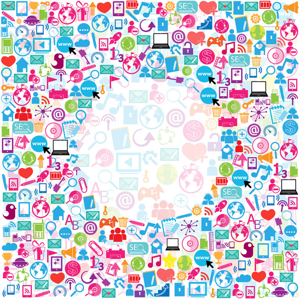 Дизайн шаблону з фоном піктограм соціальної мережі, хмара
 - Вектор, зображення