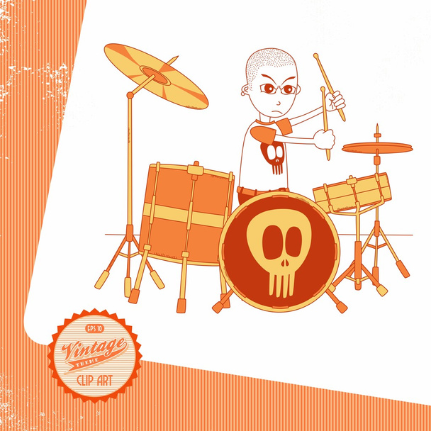 baterista de banda desenhada
 - Vetor, Imagem