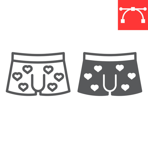 eps10 red vector man or woman underwear line art icon isolated on white  background. Underwear Pants