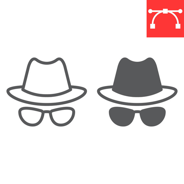 Spy agent line and glyph icon, security and detective, hacker sign vector graphics, editable stroke linear icon, eps 10. - Vektori, kuva