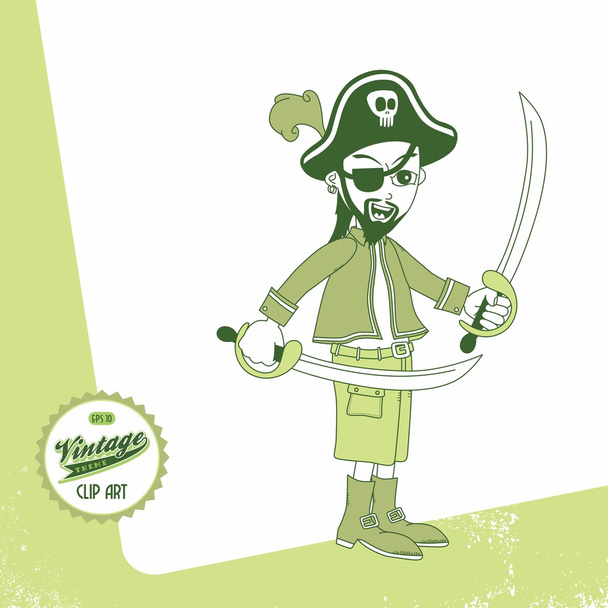 Pirata con dos espadas
 - Vector, imagen