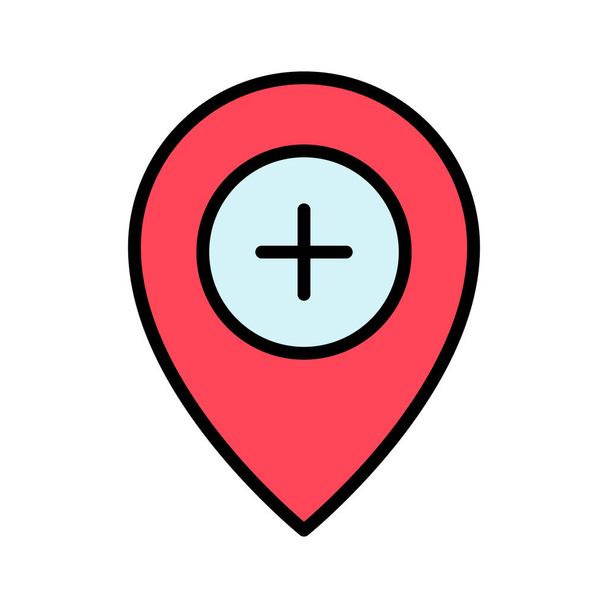 Adicionar, localização, imagem do vetor do ícone do pino. Também pode ser usado para Mapas e Localização. Adequado para uso em aplicativos da web, aplicativos móveis e mídia impressa. - Vetor, Imagem