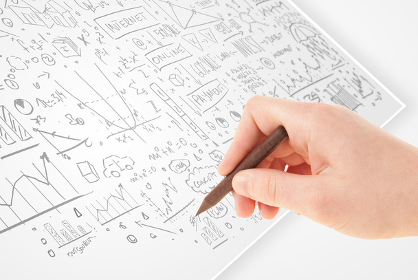 Emberi kéz rajzolás ötletek egy fehér könyv - Fotó, kép
