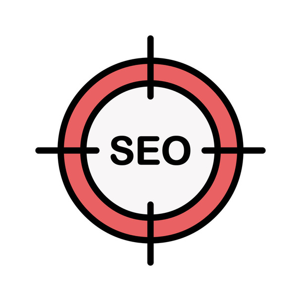 Seo, cíl, vektorový obraz ikony cíle. Lze také použít pro webový marketing. Vhodné pro použití na webových aplikacích, mobilních aplikacích a tiskových médiích. - Vektor, obrázek