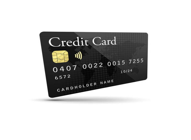 Mockup Czarna karta kredytowa na białym tle. - Zdjęcie, obraz