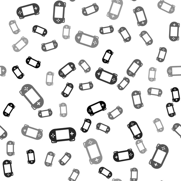Black Portable icône de console de jeu vidéo isolé motif sans couture sur fond blanc. Panneau de jeu. Concept de jeu. Vecteur. - Vecteur, image