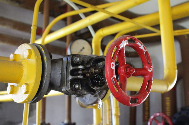 Gas gate valve red hand-wheel - Photo, Image