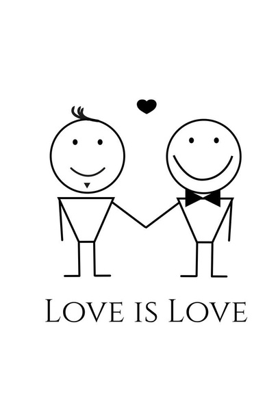 Birbirini seven eşcinsellerin vektör tasarımı. Aşk aşktır. LGBTQ kabul kavramı - Vektör, Görsel