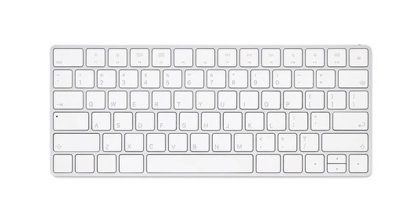 Close up white computer keyboard isolated on white background with clipping path - Photo, Image
