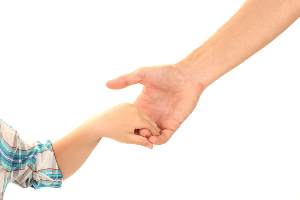 Kinder und Mann Hände isoliert auf weiß - Foto, Bild