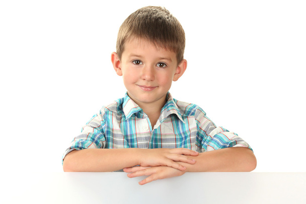 portrait of happy little boy isolated on white  - Φωτογραφία, εικόνα