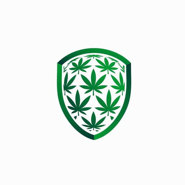 feuille de cannabis avec vecteur de bouclier - Vecteur, image