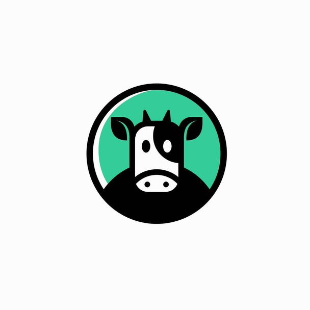 円のコンセプトの牛のロゴ - ベクター画像
