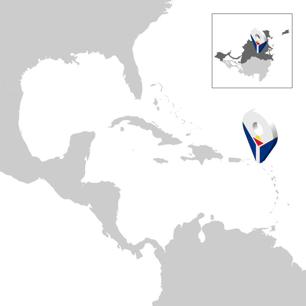 Location Map Collectivity of Saint Martin on map  Central America. 3d Saint Martin flag map marker location pin. High quality map Saint Martin of France.  Central America. EPS10. - Vector, Image