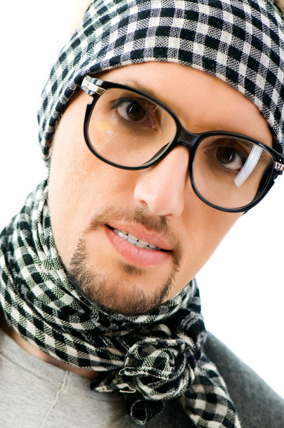 Man with glasses in studio shooting - Φωτογραφία, εικόνα