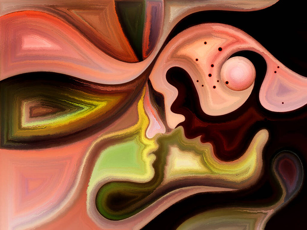 Painting of female and male profiles on the topic of romance, relationship and love. - Photo, Image