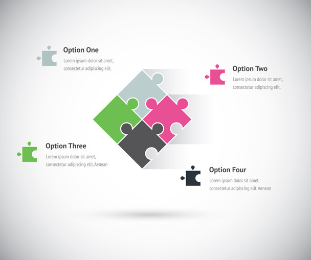 Puzzle piece group infographics business concept vector - Διάνυσμα, εικόνα