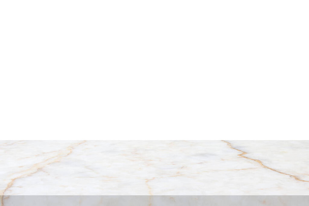 biały marmur kamienny blat stołowy izolowany na białym tle do wyświetlania produktu - Zdjęcie, obraz