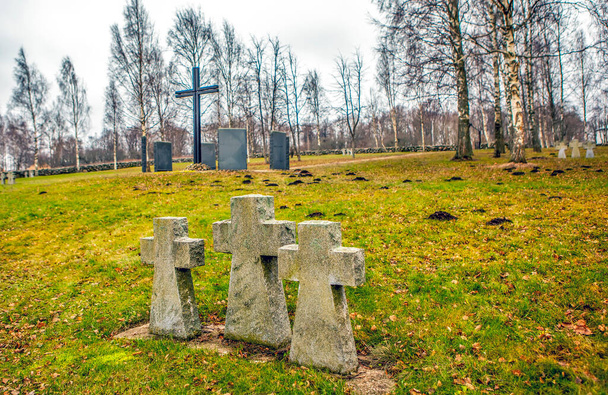 KOROSTYN, RUSSIA - DECEMBER 21, 2019: Photo of German war cemetery. - Фото, зображення