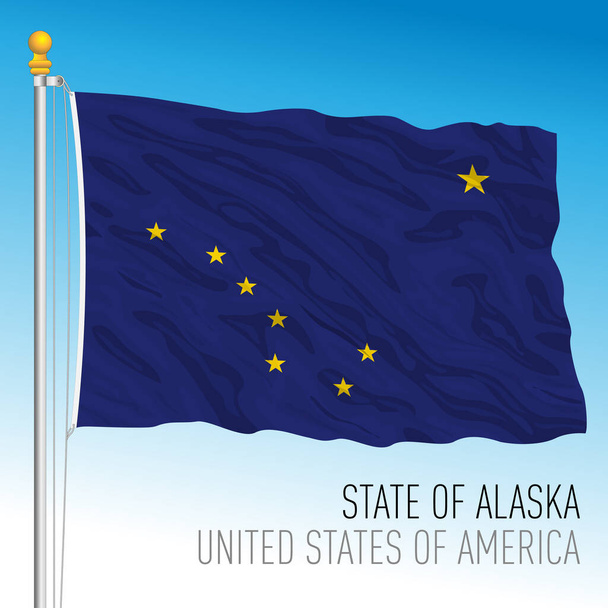 Aljaška federální stát vlajky, Spojené státy americké, vektorová ilustrace - Vektor, obrázek