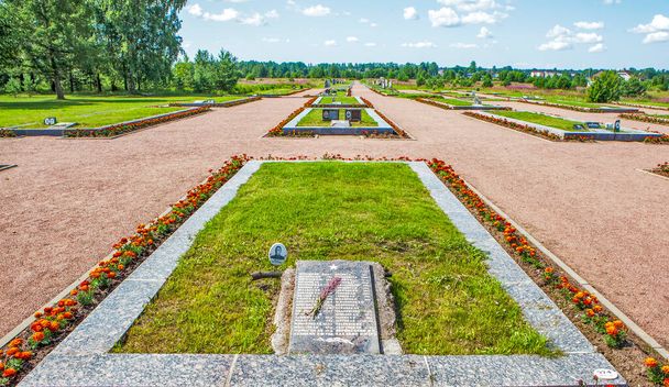 "KIROVSK, RUSSIA - JULY 21, 2019: Photo of Mass graves of Soviet soldiers. The memorial ""Nevsky Piglet""" - 写真・画像