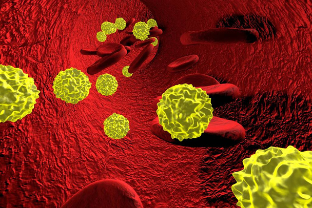 Virus dans le sang. Infection virale généralisée, illustration 3D - Photo, image