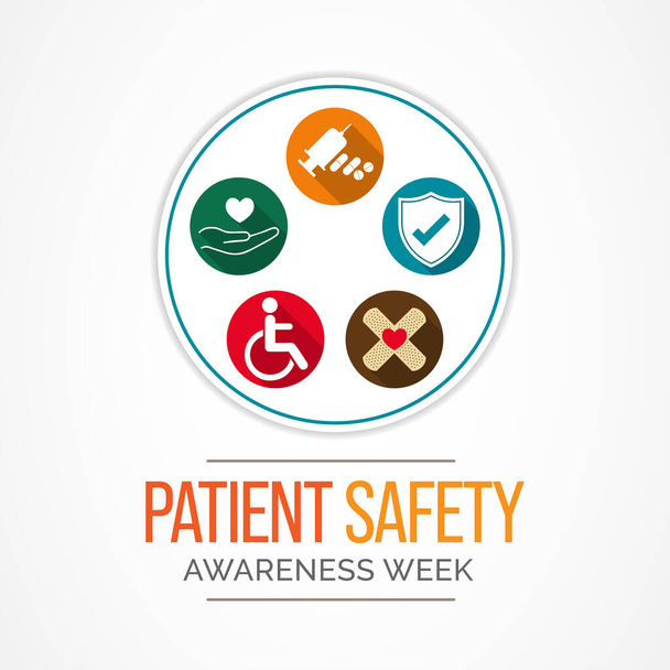Ilustracja wektorowa na temat Tygodnia świadomości bezpieczeństwa pacjentów obserwowanego każdego roku w marcu w celu zwiększenia świadomości na temat bezpieczeństwa pacjentów wśród pracowników służby zdrowia, pacjentów i rodzin. - Wektor, obraz