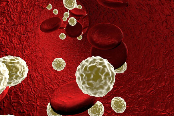 Vírus no sangue. Infecção viral generalizada, ilustração 3D - Foto, Imagem