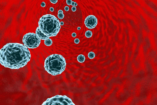 Viruses in blood. Generalized viral infection, 3D illustration - Photo, Image