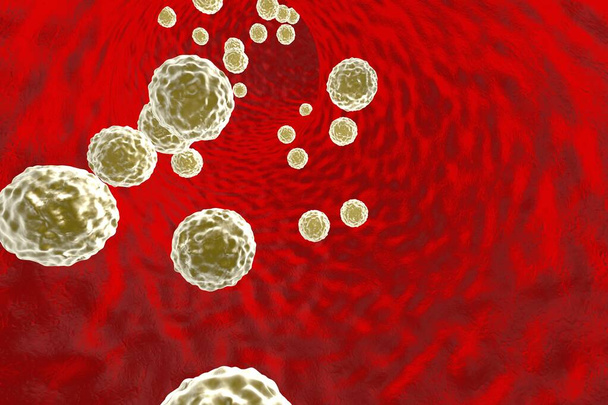 Viren im Blut. Generalisierte Virusinfektion, 3D-Illustration - Foto, Bild