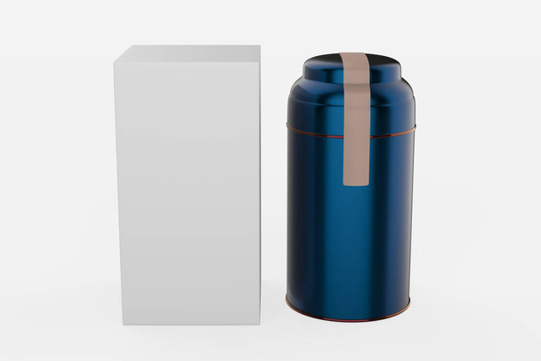 Pot de rangement avec étiquette en papier isolé sur fond blanc. Illustration 3d  - Photo, image