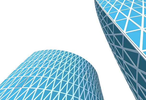 moderne Architektur Wolkenkratzer 3D-Illustration, geschwungene Formen der Fassade - Vektor, Bild