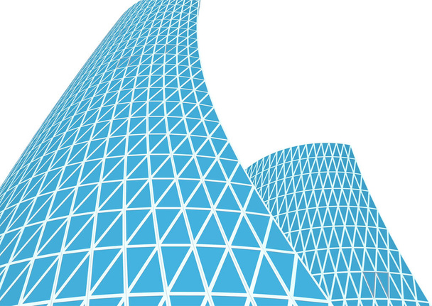 moderní architektura mrakodrapy 3D ilustrace, zakřivené tvary fasády - Vektor, obrázek
