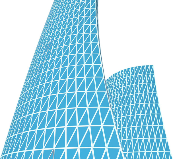 μοντέρνα αρχιτεκτονική ουρανοξύστες 3d εικόνα, καμπύλα σχήματα της πρόσοψης - Διάνυσμα, εικόνα