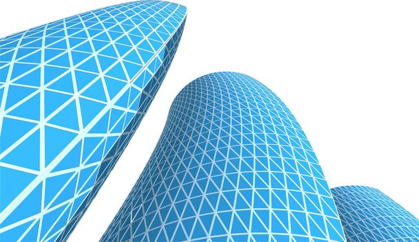 modern architecture skyscrapers 3d illustration, curved shapes of the facade - Vector, Image