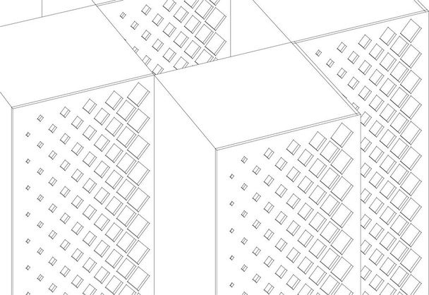 arquitetura moderna arranha-céus ilustração 3d, formas retas da fachada - Vetor, Imagem