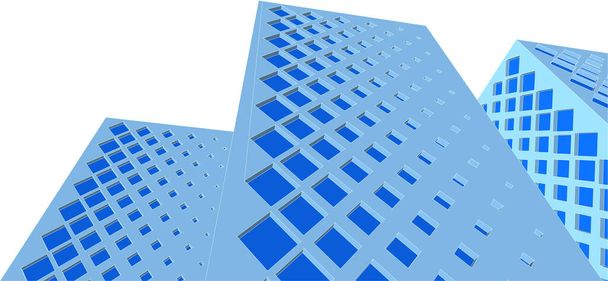 moderne Architektur Wolkenkratzer 3D-Illustration, gerade Formen der Fassade - Vektor, Bild