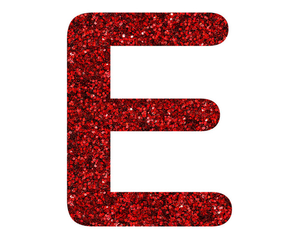 A red shiny letter "E" isolated on white background - Valokuva, kuva