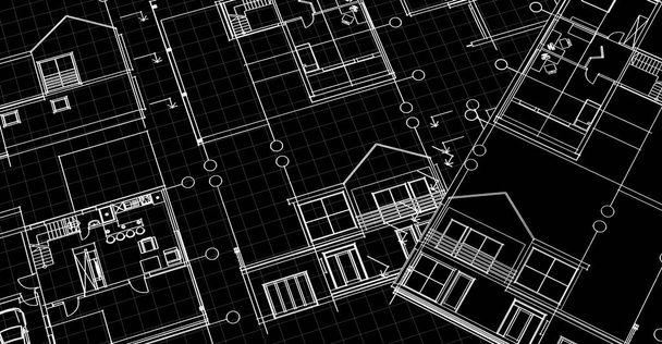 Haus architektonisches Projekt 3D-Illustration - Foto, Bild