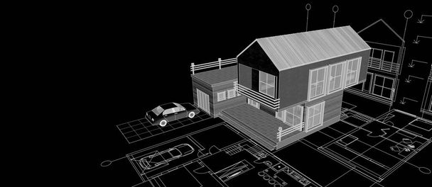 house architectural project 3d illustration - Photo, Image