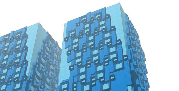 modern architecture skyscrapers 3d illustration, straight shapes of the facade - Foto, imagen