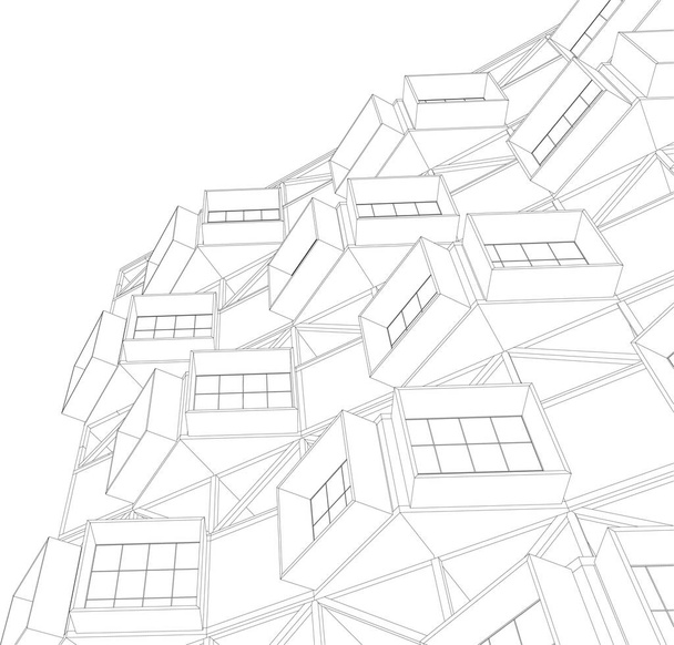 maison d'architecture moderne illustration 3d - Vecteur, image
