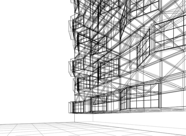μοντέρνα αρχιτεκτονική σπίτι 3d εικονογράφηση - Διάνυσμα, εικόνα