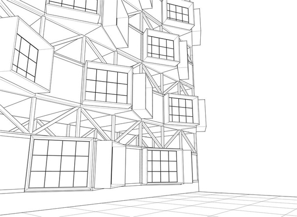 arquitetura moderna casa ilustração 3d - Vetor, Imagem