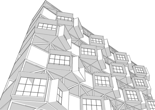 arquitectura moderna casa 3d ilustración - Vector, Imagen