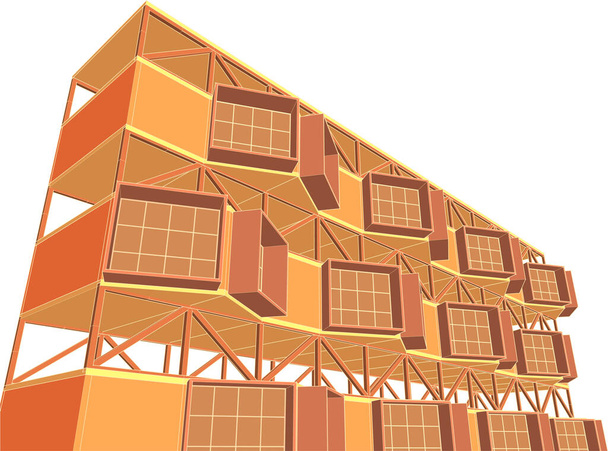 現代建築家の家3Dイラスト - ベクター画像