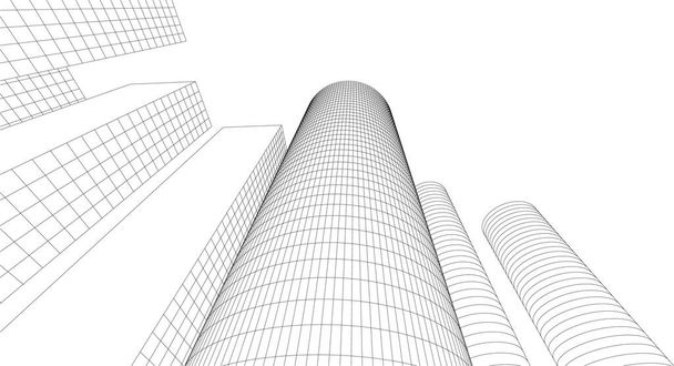 σύγχρονη αρχιτεκτονική ουρανοξύστες 3d εικονογράφηση - Διάνυσμα, εικόνα
