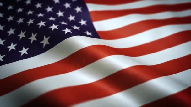 Amerikan Bayrağı desenli Arka plan Döngüsü / 4k animasyonu, kumaş ve grunge dokusu ve rüzgâr etkisinin pürüzsüz döngüsüyle Amerikan bayrağı arka planında - Video, Çekim