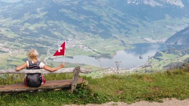 Touristin auf der Rigi Scheidegg - Filmmaterial, Video