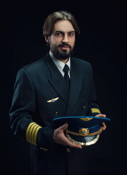 the pilot of the plane men with beard - Foto, Imagem
